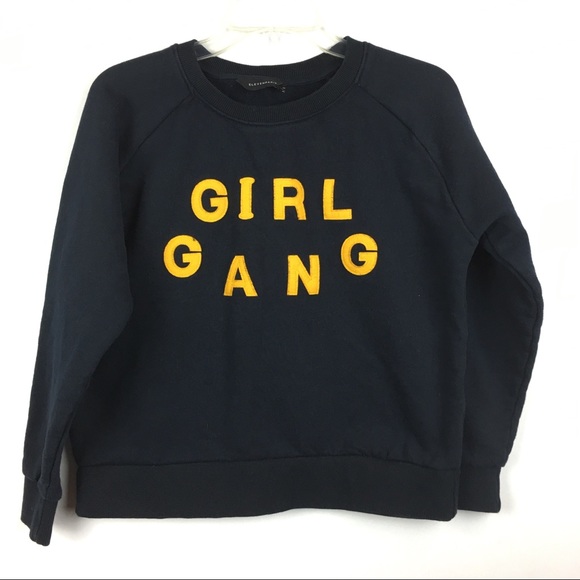 Eleven Paris Tops - Eleven Paris Girl Gang Navy Crewneck Sweatshirt M